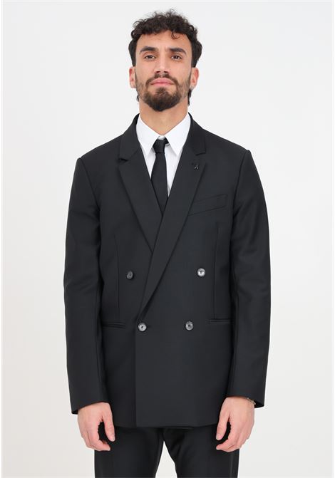 Black double-breasted men's jacket PATRIZIA PEPE | 5S0743/A1WKK102Nero vinile